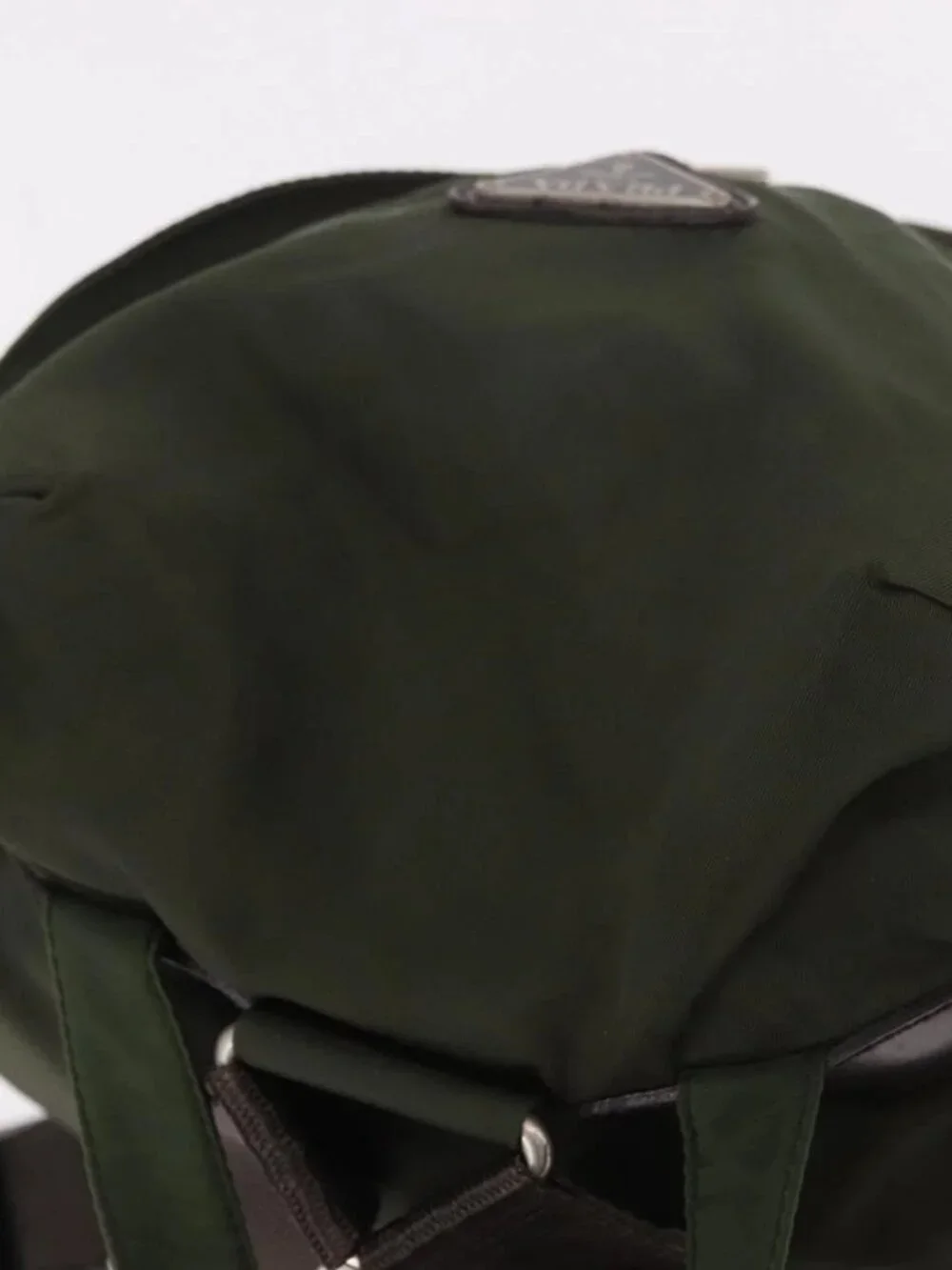 PRADA Backpack Nylon Khaki Silver Auth hk3832